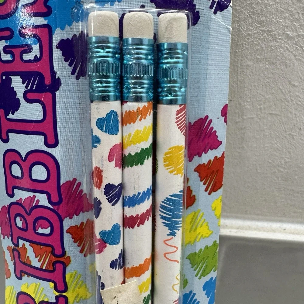 Lisa Frank Scribbles Designer Pencil Collection Set Pack‎ Vintage 1989 Made USA